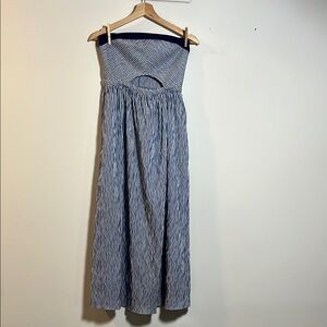 Flagpole NYC Strapless Long Dress - Blue & White